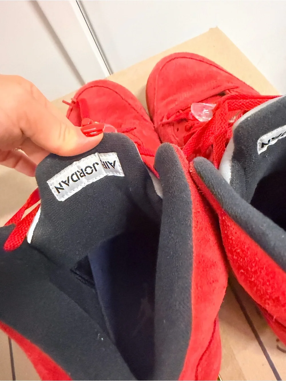 Jordan Men's Red Suede High-Top Sneakers